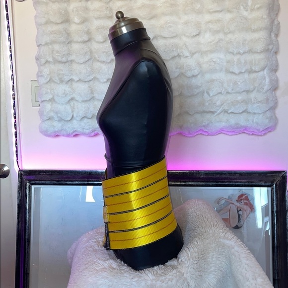 HANDCRAFTED Yellow and Black Wide Belt by me with leather edging main image 7